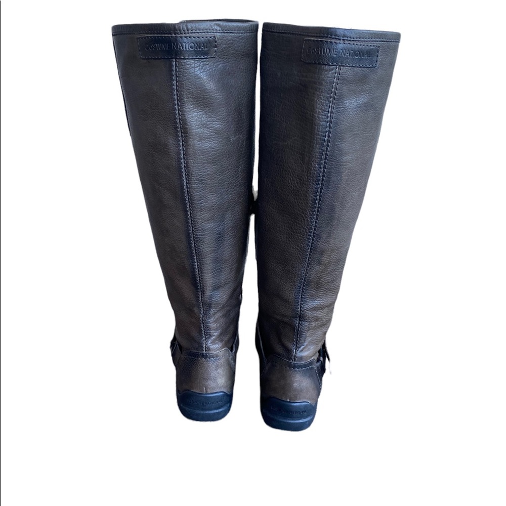 COSTUME NATIONAL Brown Leather Riding Boots - Picture 3 of 16